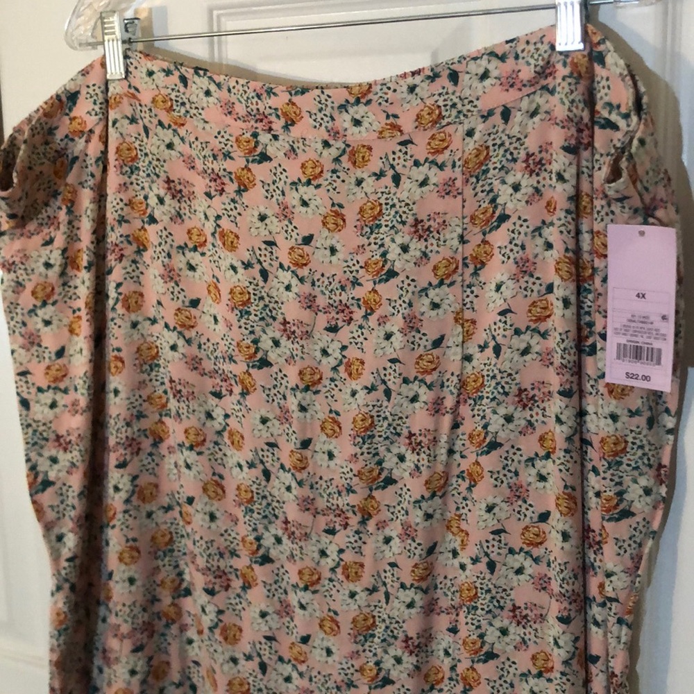 Wild Fable Plus Lightweight Pink Floral Skirt with Slit